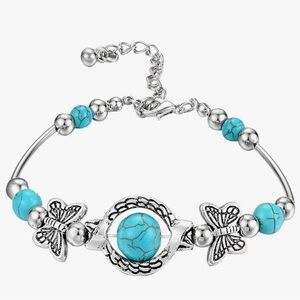 Turquoise and Silver Butterfly Bracelet